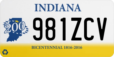 IN license plate 981ZCV