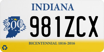 IN license plate 981ZCX