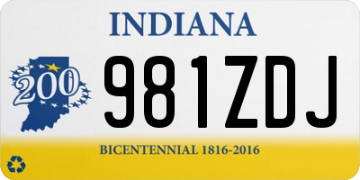 IN license plate 981ZDJ