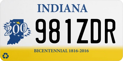 IN license plate 981ZDR