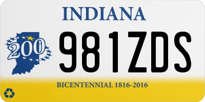 IN license plate 981ZDS