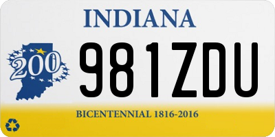 IN license plate 981ZDU