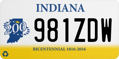 IN license plate 981ZDW