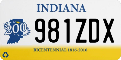 IN license plate 981ZDX