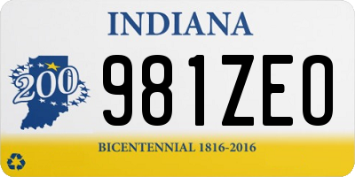 IN license plate 981ZEO