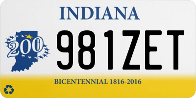 IN license plate 981ZET