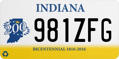 IN license plate 981ZFG