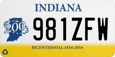 IN license plate 981ZFW