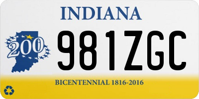 IN license plate 981ZGC