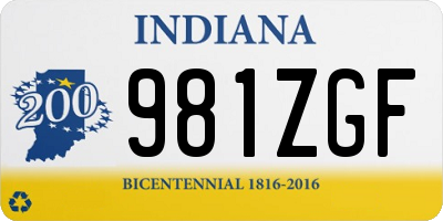 IN license plate 981ZGF