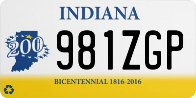 IN license plate 981ZGP