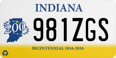 IN license plate 981ZGS