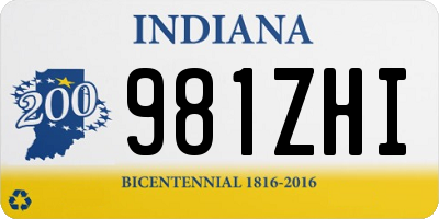 IN license plate 981ZHI