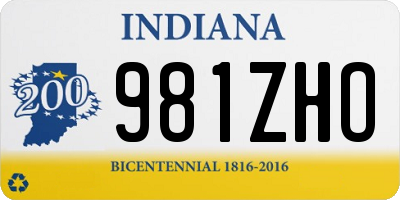 IN license plate 981ZHO