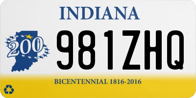 IN license plate 981ZHQ