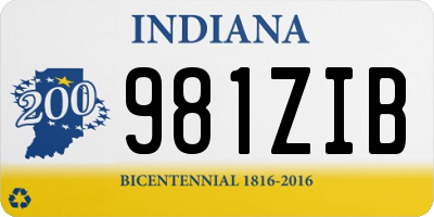 IN license plate 981ZIB