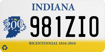 IN license plate 981ZIO