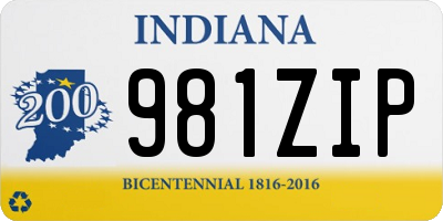 IN license plate 981ZIP