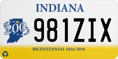 IN license plate 981ZIX
