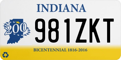 IN license plate 981ZKT