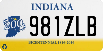 IN license plate 981ZLB