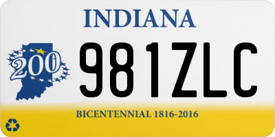 IN license plate 981ZLC