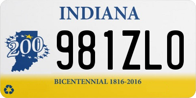 IN license plate 981ZLO