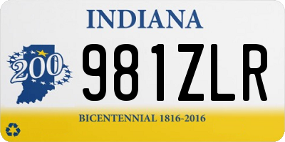 IN license plate 981ZLR