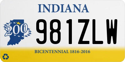 IN license plate 981ZLW