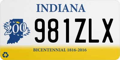 IN license plate 981ZLX