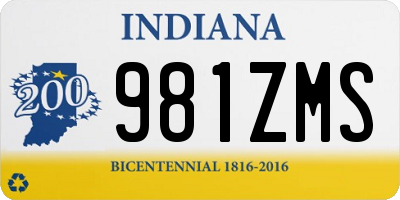 IN license plate 981ZMS