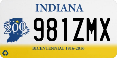 IN license plate 981ZMX