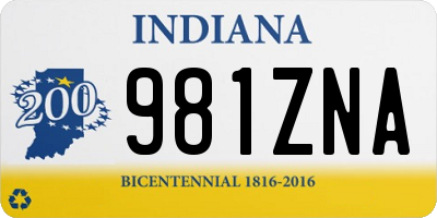 IN license plate 981ZNA