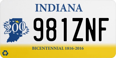 IN license plate 981ZNF