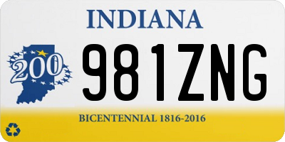 IN license plate 981ZNG