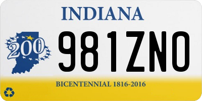 IN license plate 981ZNO