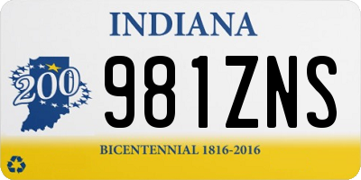 IN license plate 981ZNS