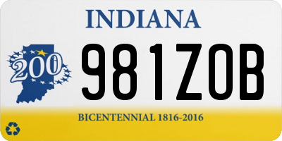 IN license plate 981ZOB