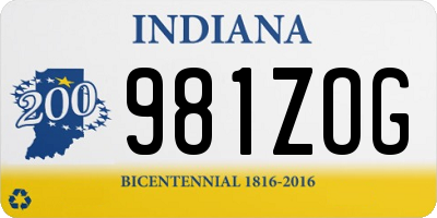 IN license plate 981ZOG