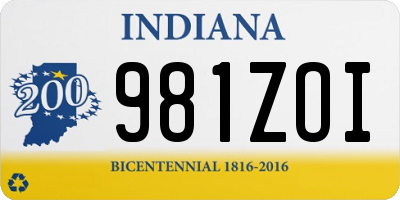 IN license plate 981ZOI