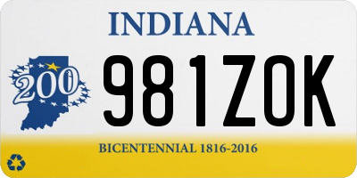 IN license plate 981ZOK