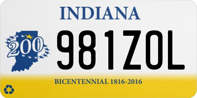 IN license plate 981ZOL
