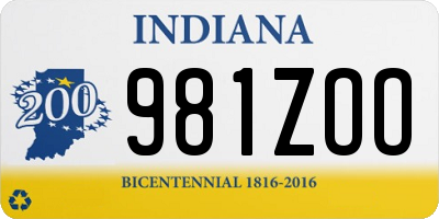 IN license plate 981ZOO