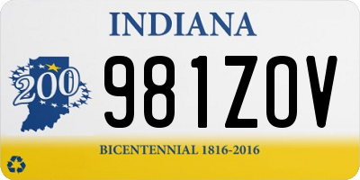 IN license plate 981ZOV