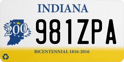 IN license plate 981ZPA