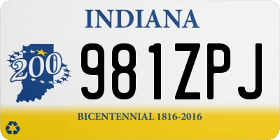 IN license plate 981ZPJ