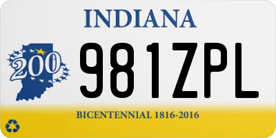 IN license plate 981ZPL