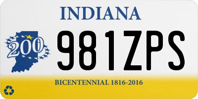 IN license plate 981ZPS
