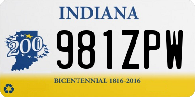 IN license plate 981ZPW