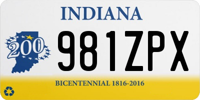 IN license plate 981ZPX